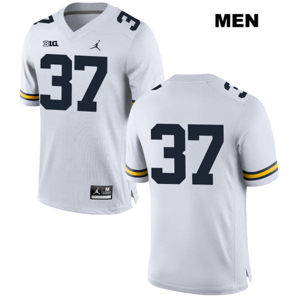 Men's NCAA Michigan Wolverines Bradford Jones #37 No Name White Jordan Brand Authentic Stitched Football College Jersey LE25H75WD